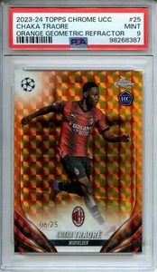 2023-24 Topps Chrome UEFA Chaka Traore Orange Geometric 6/25 #25 PSA 9 - Picture 1 of 2