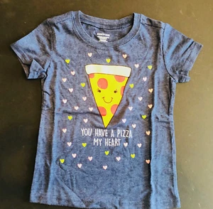 VALENTINE'S DAY Pizza My Heart Girls T-Shirt Top Kids Youth X-SMALL XS 4/5 - Picture 1 of 2
