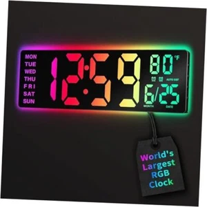 16,5" große digitale Wanduhr mit Fernbedienung, RGB Stimmungsbeleuchtung mit - Bild 1 von 7