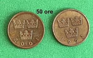 Coin Sweden  50 ore 2001 or 1992 * Your choice - Picture 1 of 4