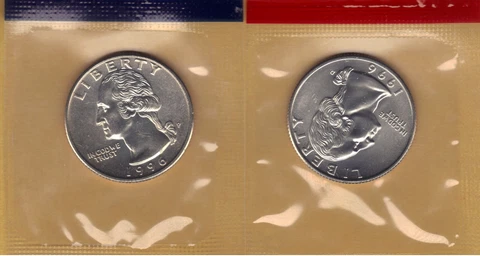 1996-P&D UNCIRCULATED WASHINGTON QUARTERS IN MINT CELLO (2 COINS) Cover