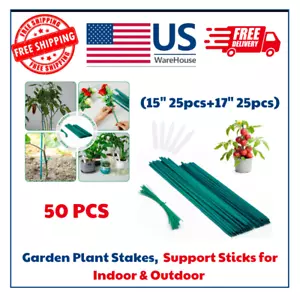 50PCS Garden Plant Stakes – Green Bamboo Support Sticks for Indoor & Outdoor - Picture 1 of 8