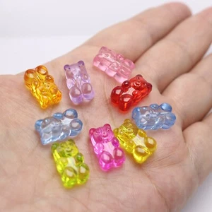 200 piezas de dijes de oso de goma acrílico de 15 mm con agujero vertical - llavero de joyería hágalo usted mismo - Imagen 1 de 9