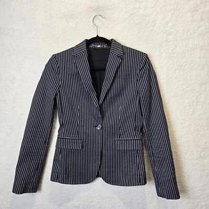 Vtg GUCCI Blazer Navy Blue Pinstripe EU 38 US 2 Office Siren Corpcore Boardroom - Picture 1 of 12