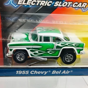 Auto World '55 Chevy Bel Air, White / Green Flames , X-Traction, New in Package - Picture 1 of 3