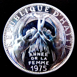 HAITI - 25 GOURDES 1975 PROOF KM# 121, INTERNATIONAL WOMEN'S YEAR - Picture 1 of 2