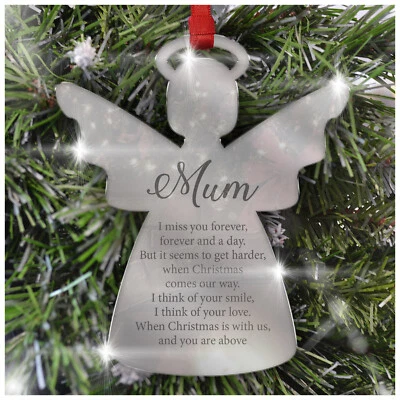 PERSONALISED Remembrance Christmas Tree Decoration Mirror Acrylic Robin Memorial - Image 1 of 4