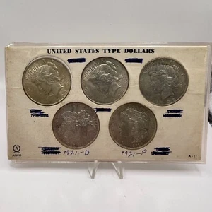 5 $1 UNITED STATES GENUINE MORGAN & PEACE SILVER DOLLAR LOT KM# 110 & 150 - Picture 1 of 6