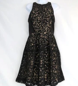 Evening Sleeveless Lace Dress Black, Beige Lining Size M Back Zipper by Mossimo - Picture 1 of 9