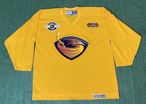 Men's Vintage CCM Atlanta Thrashers Center Ice Gold Yellow Practice Jersey Sz XL Cover