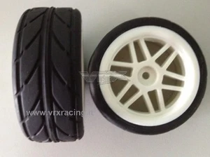 COPPIA RUOTE STRADALE COMPLETE ESAGONO INTERNO 12mm 1:10 ON ROAD 2PCS 10417 VRX - Picture 1 of 1