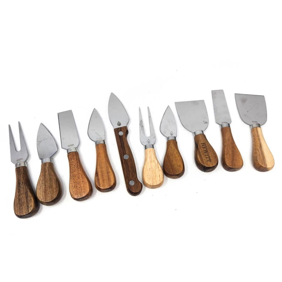 Набор вилок ножей для сыра Toscana и различные лезвия из нержавеющей стали деревянные ручки 10 шт. - Изображение 1 из 4