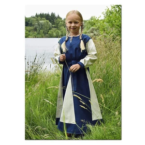 Kinder Wikingerkleid Solveig blau/natur Wikinger Mittelalter Mittelalterkleid - Bild 1 von 2