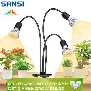 SANSI LED Plant Grow Light 450W Full Spectrum 3-Head Gooseneck Seedlings Light - Picture 1 of 31