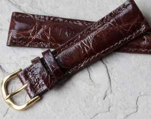 Original Krokodil 20 mm Vintage Uhrenarmband von Hadley-Roma USA gepolstert & genäht - Bild 1 von 4