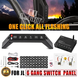 Grab Handle RGB 6 Gang Switch Panel For Jeep Wrangler JL 18-23 Gladiator 20-23 - Picture 1 of 10