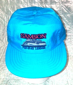 Samson Fishing Lodge Embroidered Baseball Hat Light Blue adjustable Snap Back - Picture 1 of 7