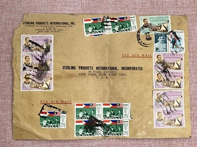 Sobre comercial de correo aéreo 1968 vintage con lote de 18 estampillas de Filipinas Foto 1 de 4