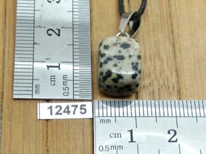 Pendentif JASPE DALMATIEN + cordon reglable mineraux pierre roulée reiki bijou - Imagen 1 de 1
