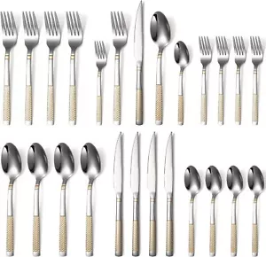 New-20-Piece Silverware Set Stainless Steel Flatware Set for 4 Kitchen Utensil C - Picture 1 of 6