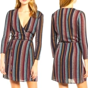 Neu mit Etikett!! RAILS Lola Varadero Streifen Wickelkleid Bindeband Taille Metallic Mini Medium - Bild 1 von 20