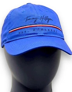 Tommy Hilfiger TH Logo Blue Baseball Trucker Hat Cap Cotton OSFA Strapback NEW - Picture 1 of 7