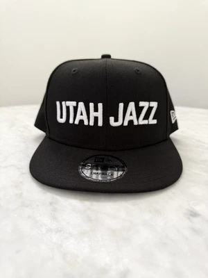 NEW Utah Jazz New Era 9Fifty Snapback Hat Cap One Size Black/ White Minimalist - Image 1 of 4