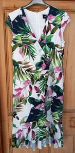 Joseph Ribkoff Dress White Green Pink Size UK 18 Very Good Condition - Picture 1 of 5