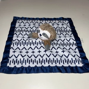 Cloud Island Faultier Lovey blau weiß Babydecke Satinborte Rückenziel - Bild 1 von 9