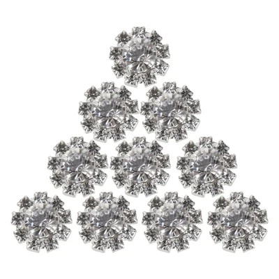 10x Rhinestone Shank Buttons Clothing Sewing Scrapbooking - Image 1 of 4