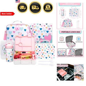 Kinder Bento Brotdose mit 6 Fächern Brotzeittasche Trinkflasche Eisbeutel Uten... - Bild 1 von 9