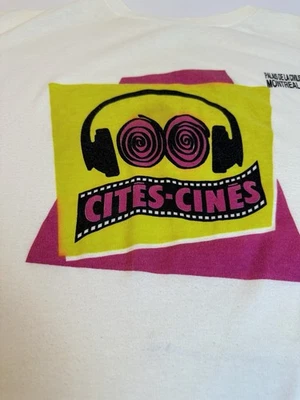 Camiseta vintage de una sola puntada Cites Cines Montreal 1989 exposición de arte cine KC Foto 1 de 4