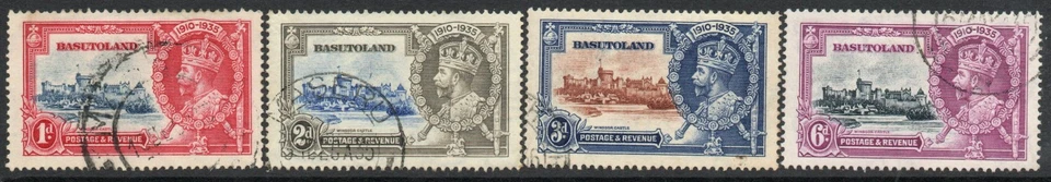 Basutoland 1935 GV Серебряный Юбилейный набор из 4, б/у, SG 11/14 - Изображение 1 из 1