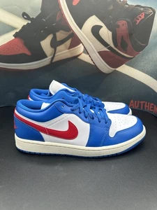SIZE 11.5 - Air Jordan 1 low Sports Blue Gym Red Men 10 - Picture 1 of 8
