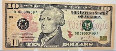 2004-A $10.00 FRN CURRENCY GD/A BLOCK (fw)  CLEVELAND CRISP CURRENCY NOTE (09) - Image 1 of 2