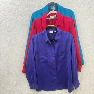 Bundle of 3 Chico's Blouses In same style faux Suede Button down Blouse Shirts - Picture 1 of 12