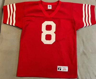 复古 - 标志 7 - 旧金山 49 人队 - 史蒂夫·杨 - #8 球衣 - 青少年大号 — 第 1/4 张图片