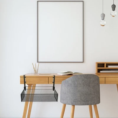  Desk Side Organiser under Storage Drawers Clamp-on Shelving Unit Basket - Image 1 of 4