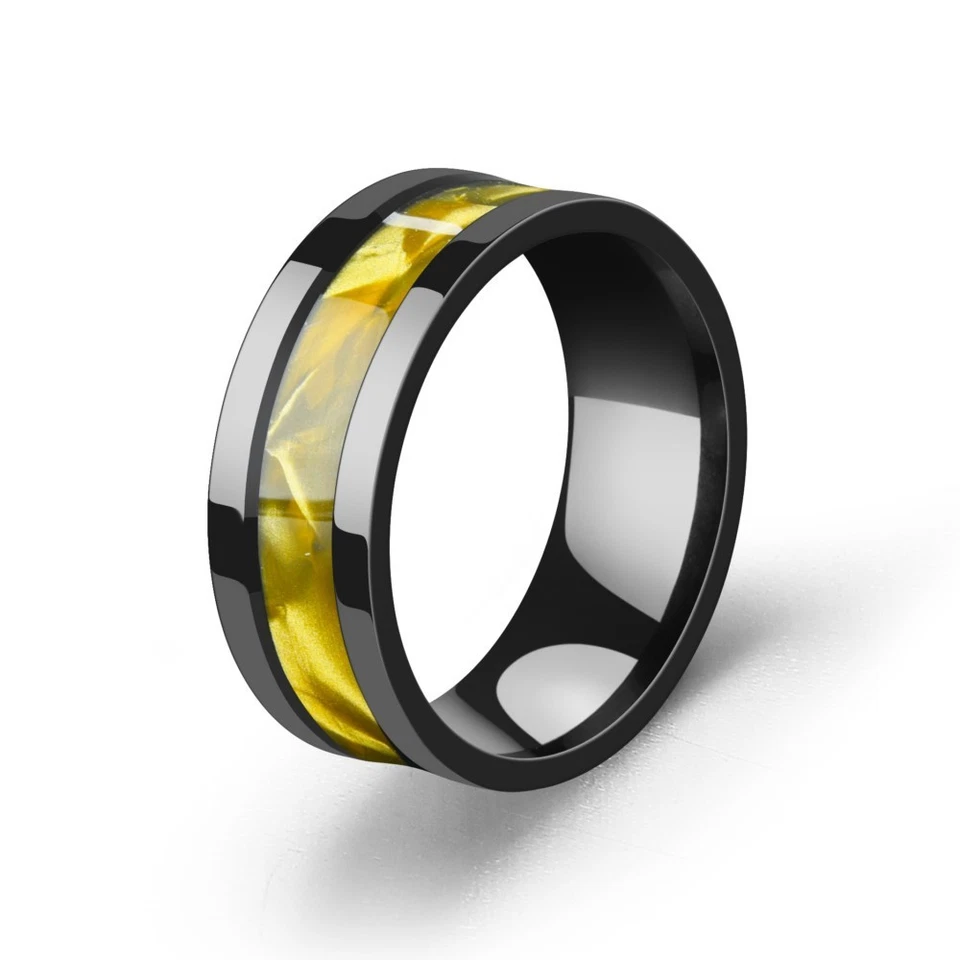 Alianza de boda con incrustación de color de anillo de acero titanio de 8 mm para hombre tallas 7-13 Foto 1 de 1