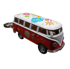 Kinsmart 1962 Volkswagen Classic Red Pull Back Bus 1/64 Scale Keychain - Picture 1 of 5