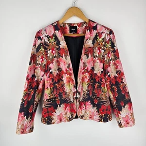 Sportsgirl Blazer Womens 16 Multicolour Floral Print Long Sleeve Pockets Cotton - Picture 1 of 8