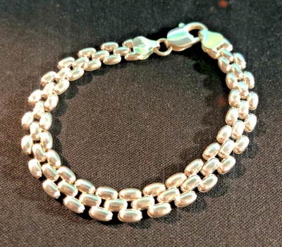 Sterling Silver Panther Link Bracelet from Italy Signed SA 7.5" Long and 7.3mm - Image 1 of 4