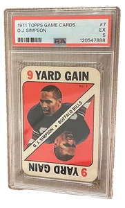 1971 Topps Game Cards - O.J. Simpson #7 PSA EX 5 Graded Vintage 9 Yard Gain - Picture 1 of 2