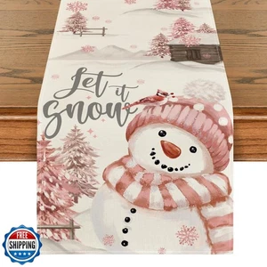 Artoid Mode Weihnachtsbäume Let It Snow Schneemann Weihnachten Tischläufer, saisonal W - Bild 1 von 5