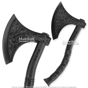 Hachas de polipropileno negro de 15" asesino vikingo Tomahawk teatro utilería 78 - Imagen 1 de 5