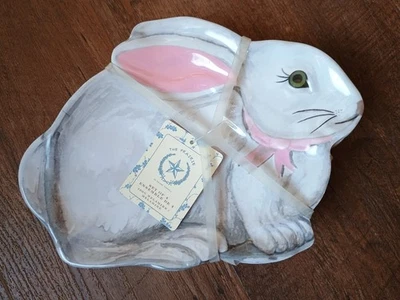 THE PRAIRIE Bunny Easter Melamine Plates Set (4) Rabbit Shaped Figural Dish NEW - Image 1 of 4