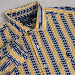 Polo By Ralph Lauren Blue Yellow Striped Stanton Classic Fit Button Down Size L - Picture 1 of 8