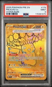 2025 POKEMON PRE EN-PRISMATIC EVOLUTIONS HYPER RARE #179 PIKACHU EX PSA 9 - Foto 1 di 2