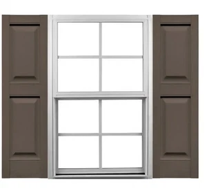 Ekena Millwork Raised Panel Shutters, Pair, 14-3/4" x 35", Vinyl, French Roast - Picture 1 of 5