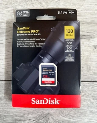 Sandisk 128GB Extreme Pro 300MB/s UHS-II SDXC Card - Image 1 of 2